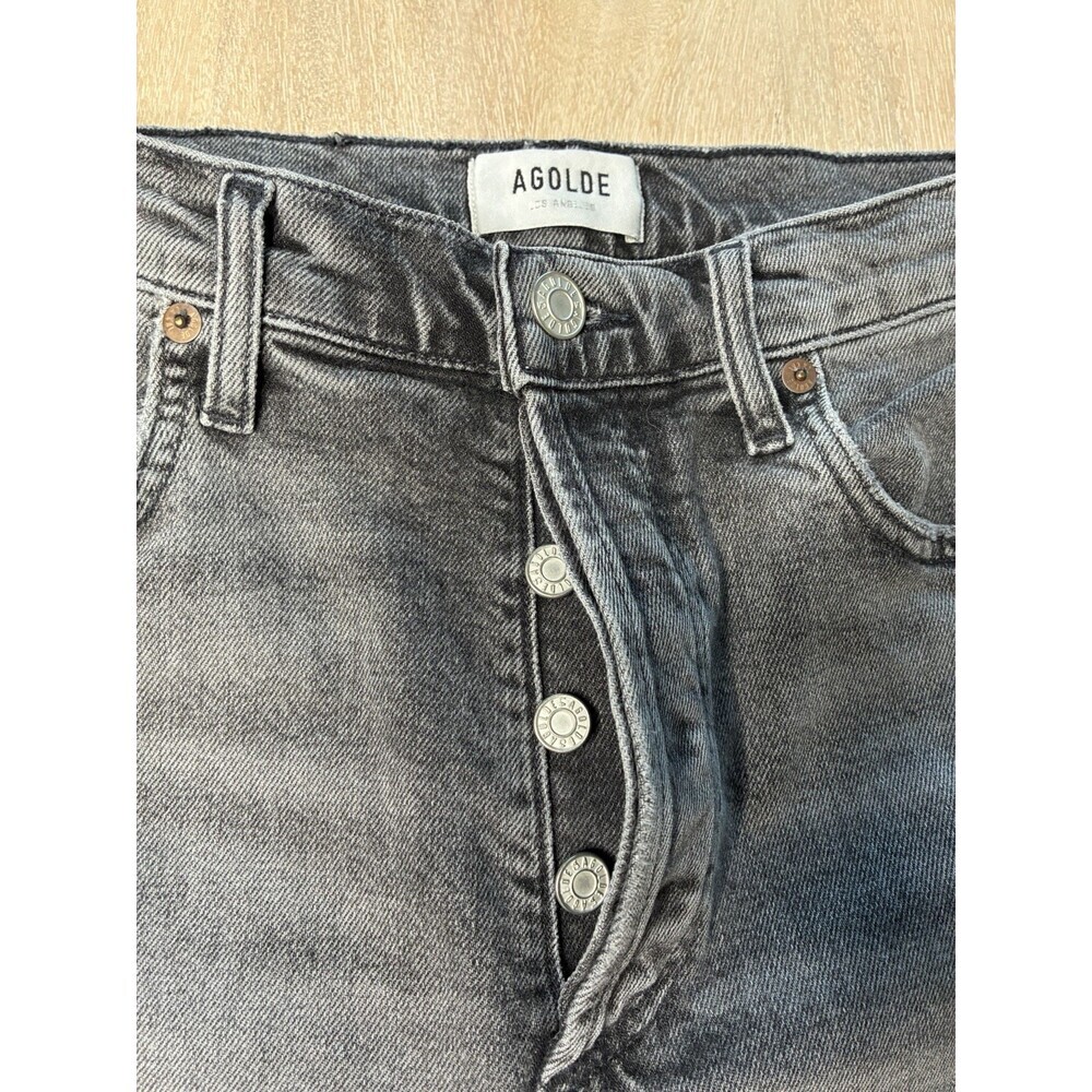 Agolde Riley High Rise Straight Crop Jeans in Century Washed Black Size 28 - Picture 5 of 10